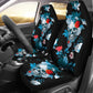 Set 2 pcs Floral sugar skull day of the dead skull car seat covers