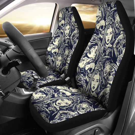 Set 2 skull car seat cover