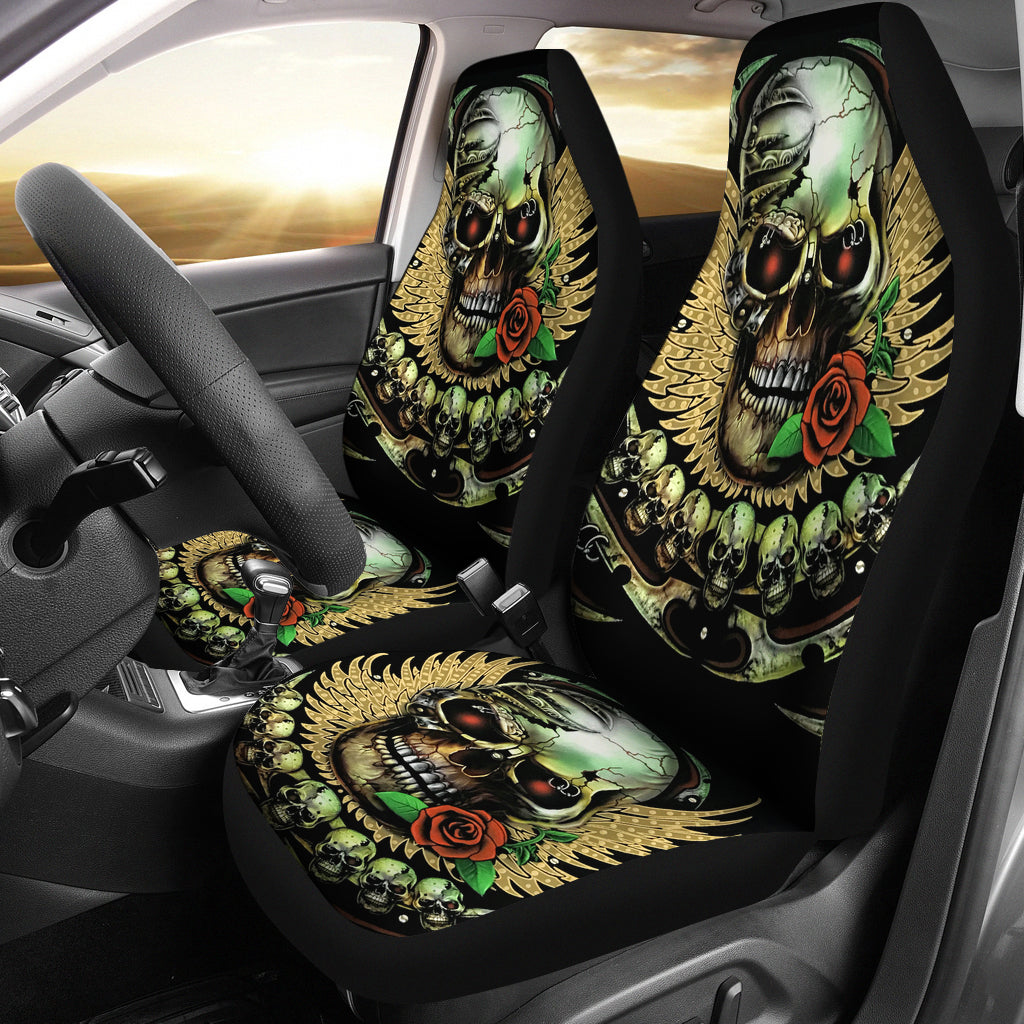 Set of 2 car seat cover skull car seat covers