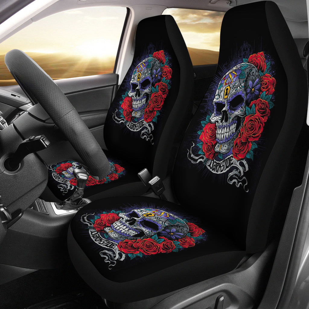 Set of 2 skulls car seat covers