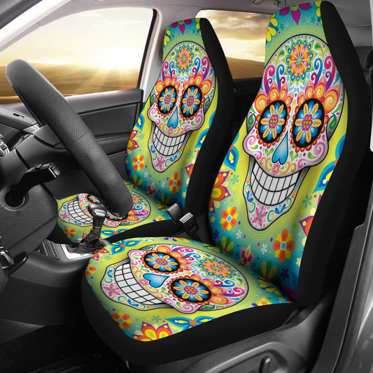 Set 2 pcs sugar skullGothic skull car seat covers