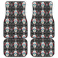 Set of 4 pcs floral sugar skull car mats