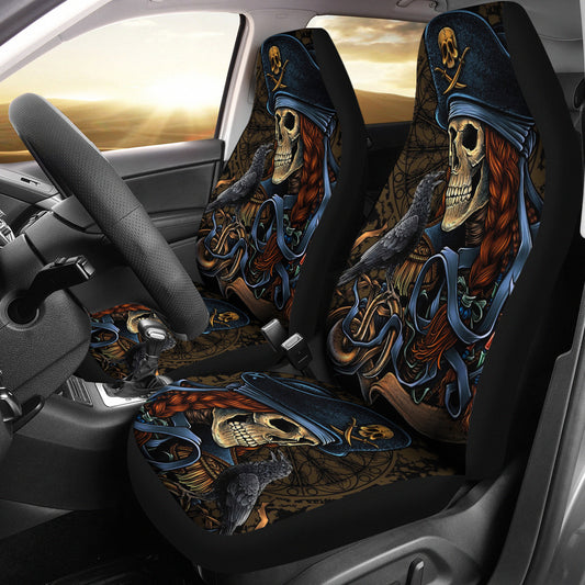 Set 2 pcs Gothic skull car seat covers