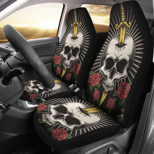 Set of 2 pcs sword skull car seat covers