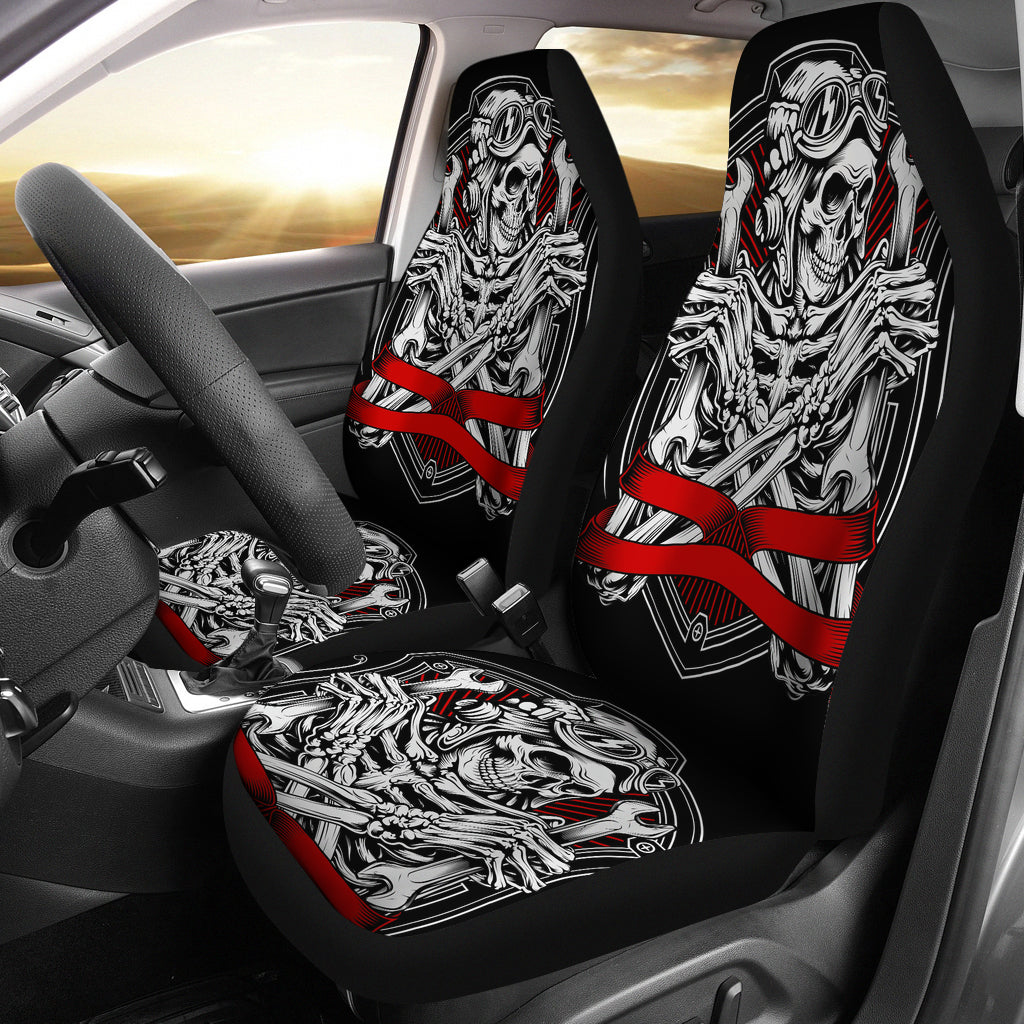 Set 2 pcs Gothic skull car seat covers