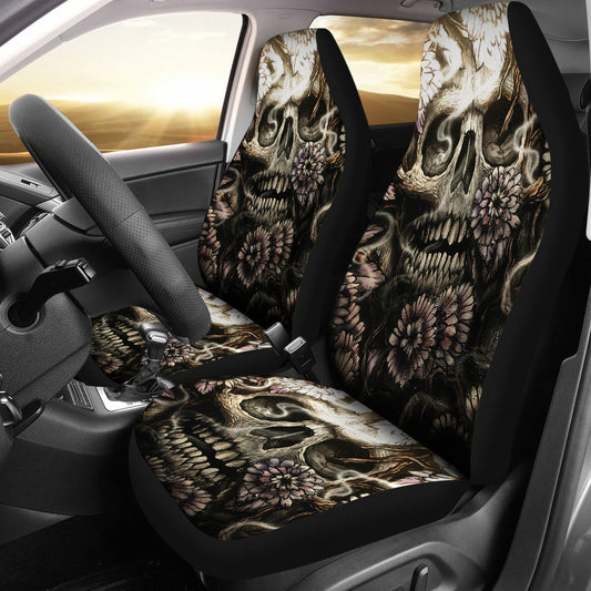 Set 2 pcs Gothic skull car seat covers