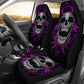 Set of 2 purple skull gothic sugar skull seat covers