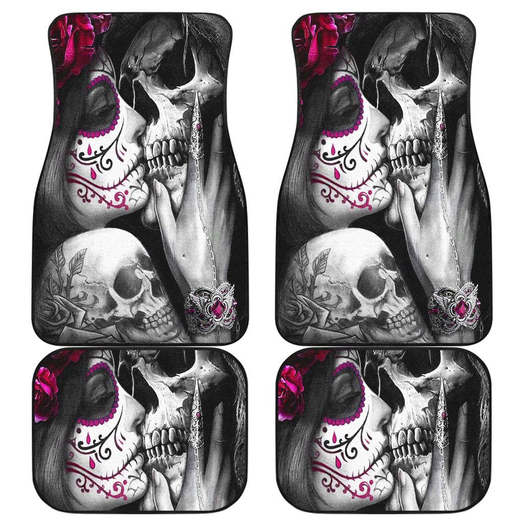 Sugar skull kiss car mats