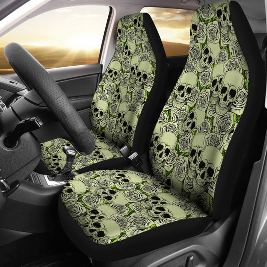 Set of 2 - Day of the dead - Gothic skulls car seat cover