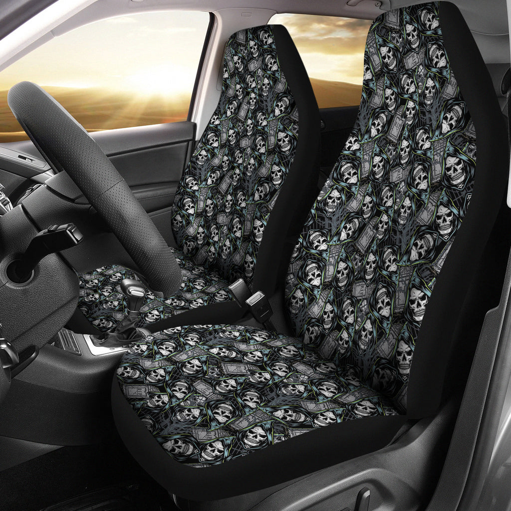 Set of 2 skull car seat covers