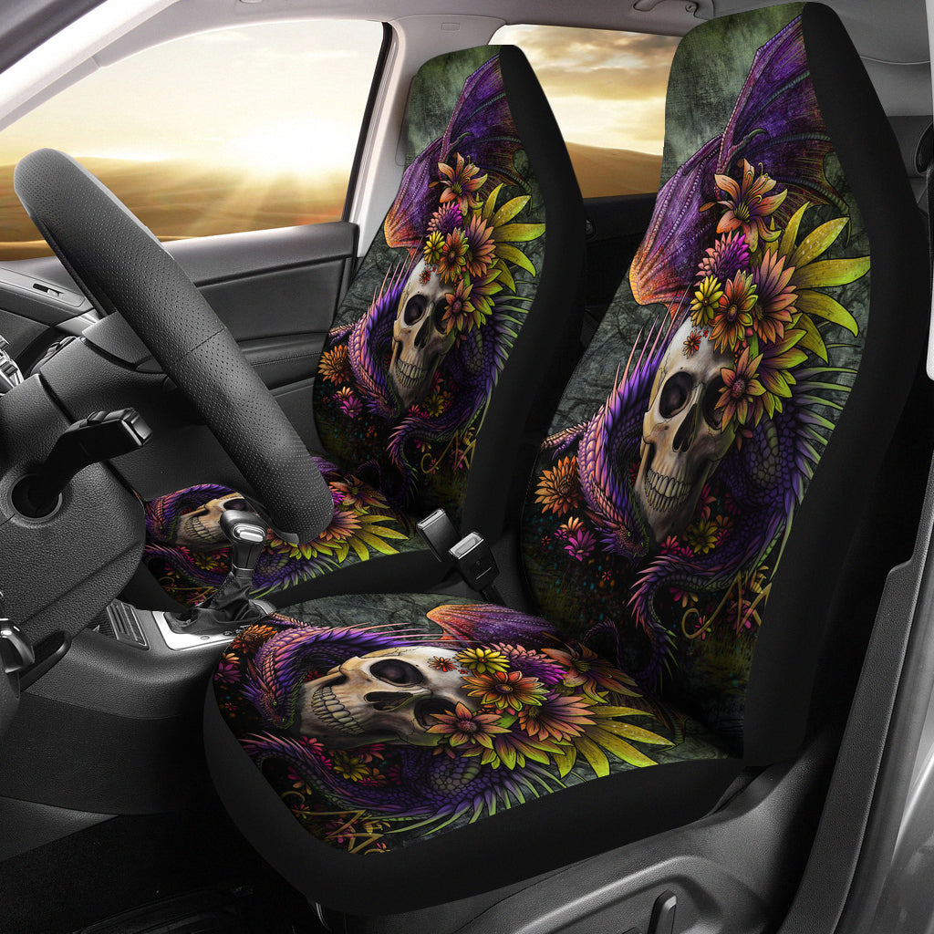 Set 2 pcs Gothic skull dragon car seat covers