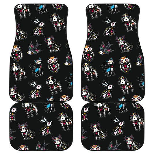 Set 4pcs Sugar skull animal car mats