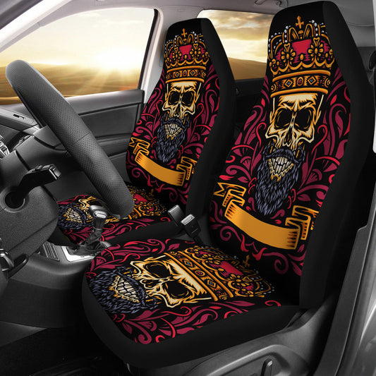 Set of 2 The KING skull car seat covers
