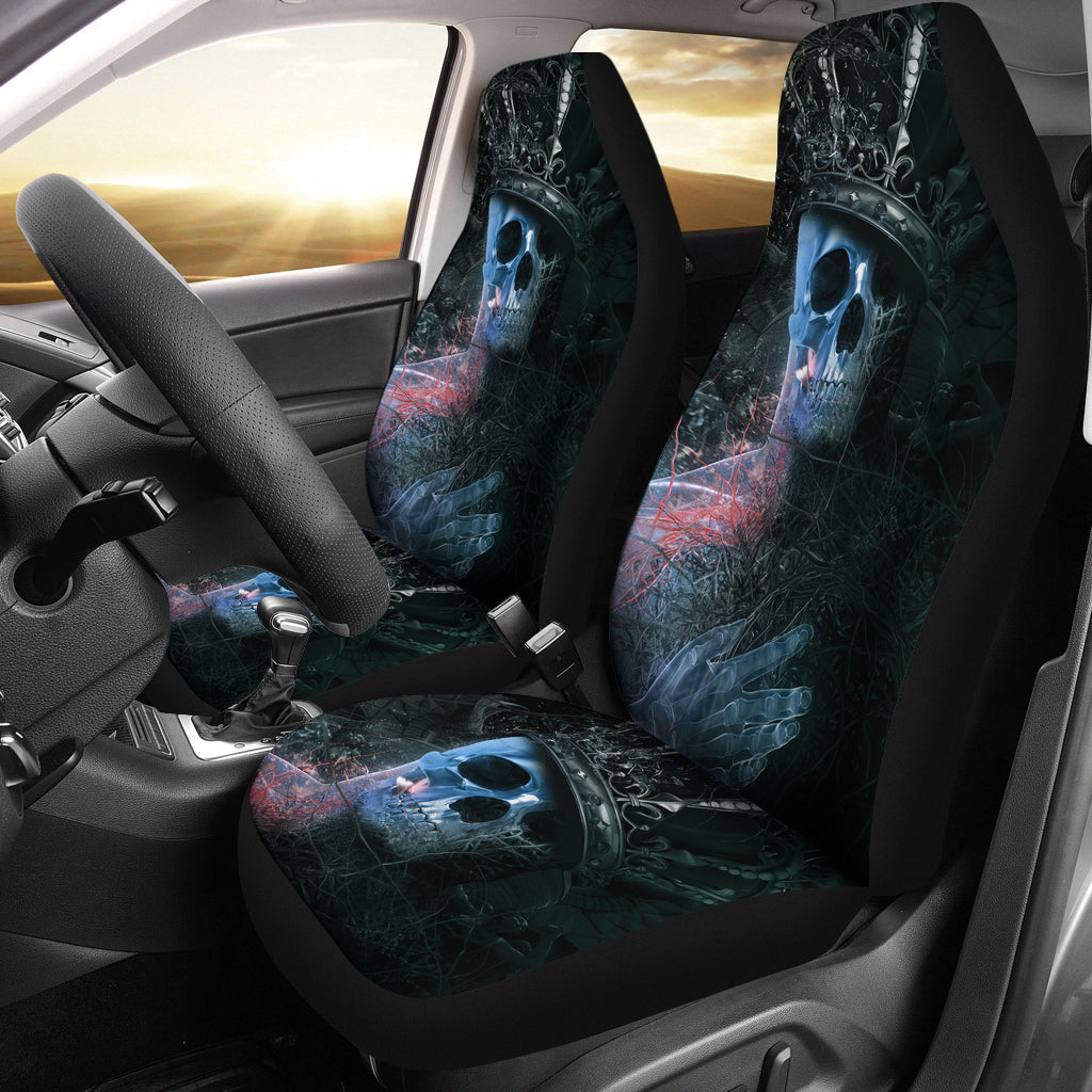 Set of 2 pcs - Skull Gothic Horror Grim reaper Halloween skull car seat covers