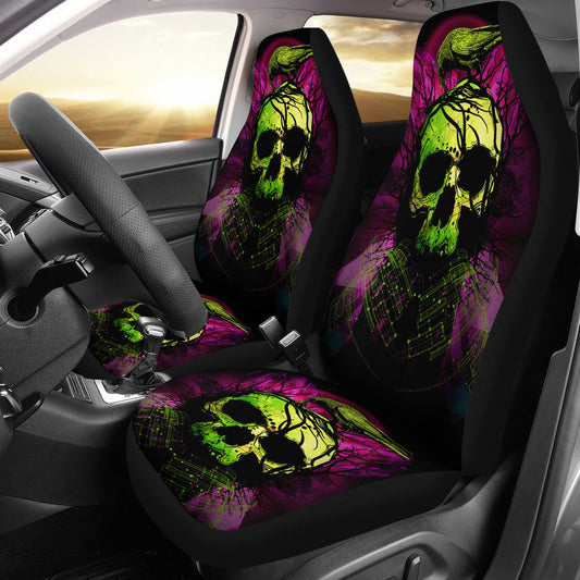 Set of 2 skull car seat covers