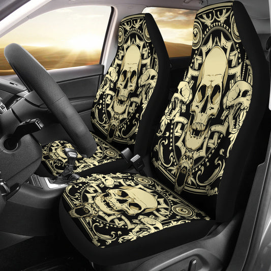 Set of 2 Pcs - Skull Car Seat Covers