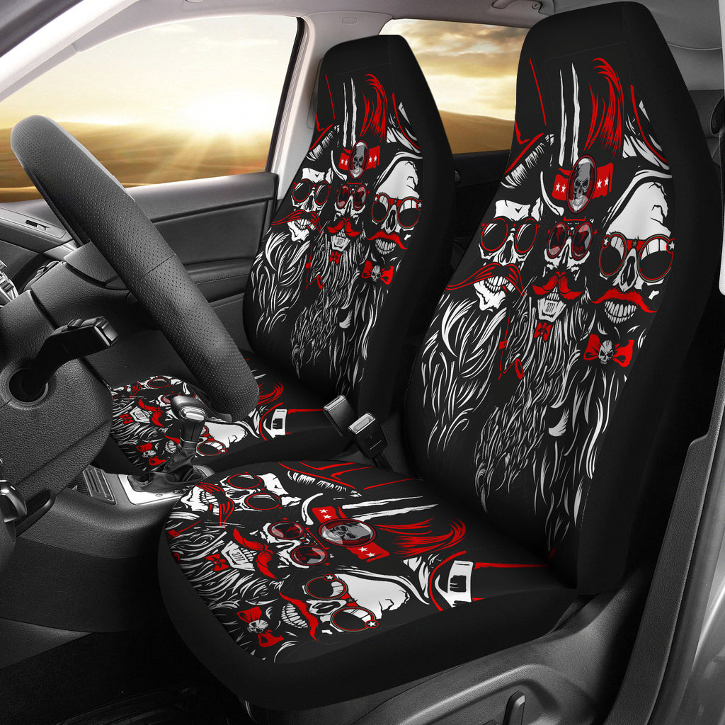 Set 2 pcs Gothic skull car seat covers