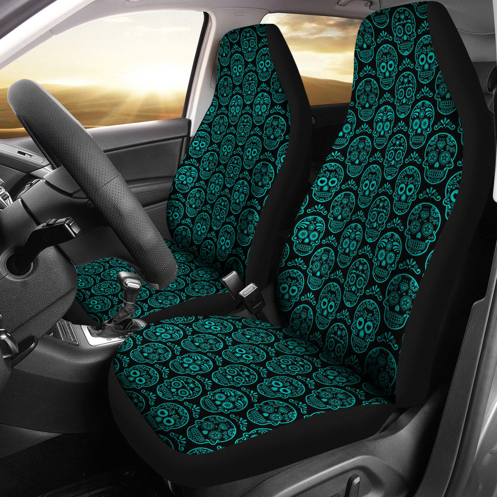 Set of 2 sugar skull car Seat covers