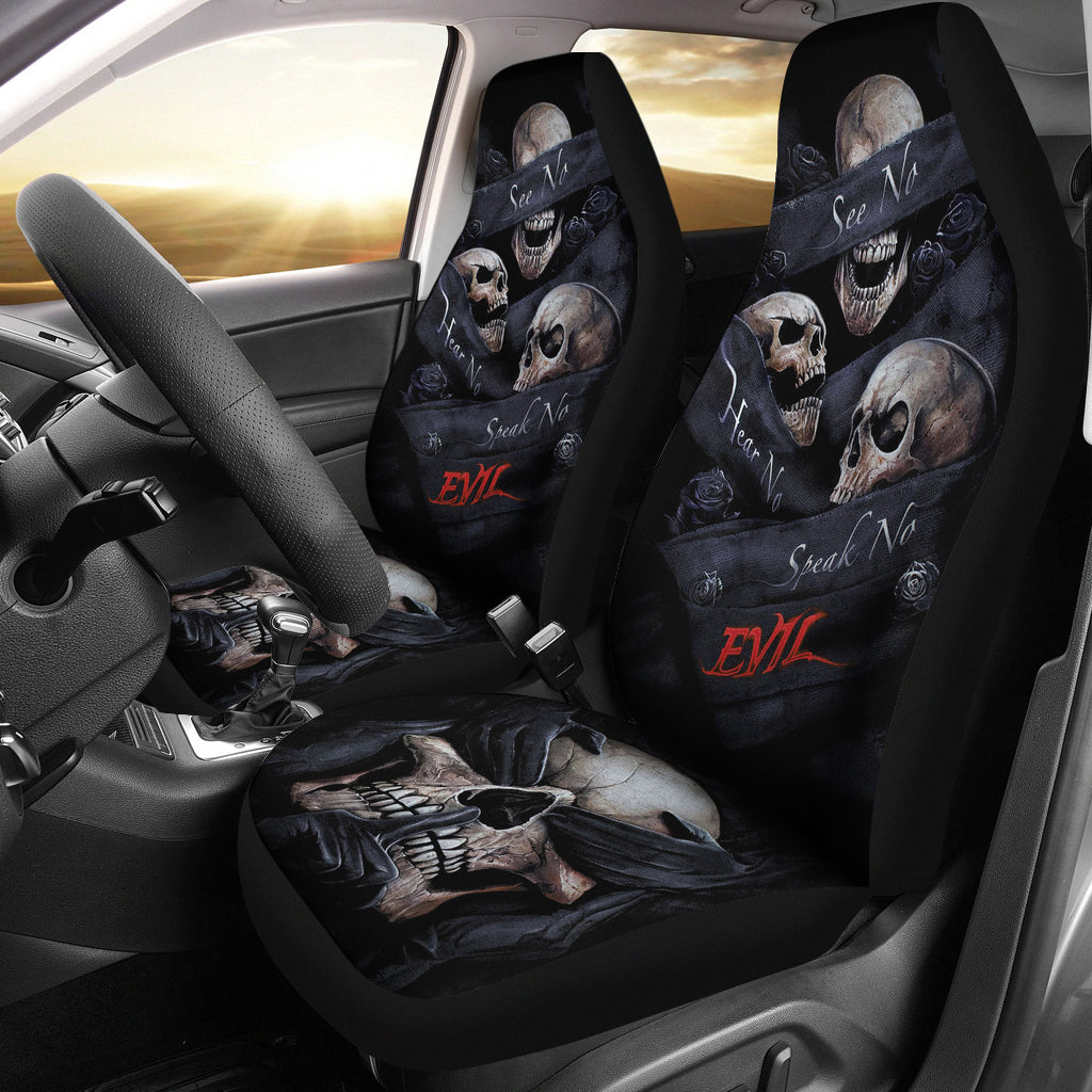 Set of 2 pcs skull girl car seat covers