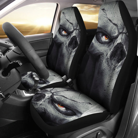 Set of 2 pcs - Skull Gothic Horror Grim reaper skull car seat covers