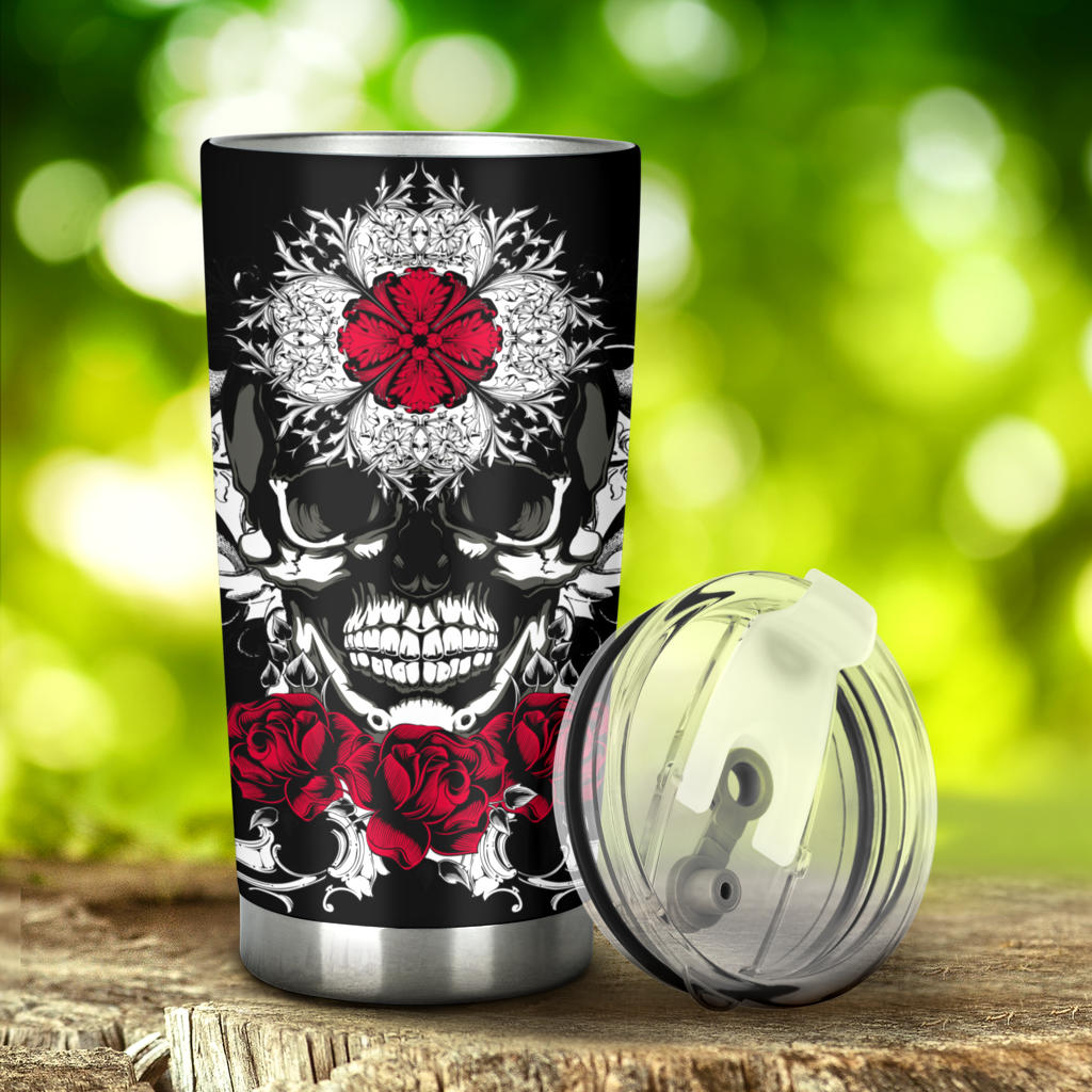 Floral skull tumblr, grim reaper mug, skeleton tumblr, floral skull jumbo Mug, rose skull tumblr, christmas skull freezer Mug