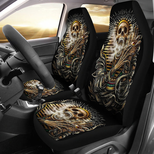 Set of 2 gothic skull car seat covers