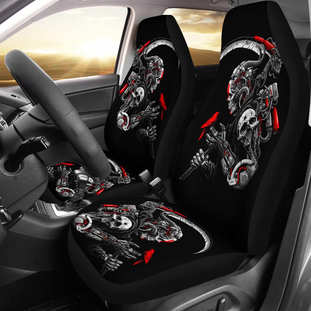 Set of 2 skulls car seat covers