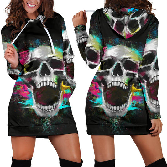Skull women hoodie dress