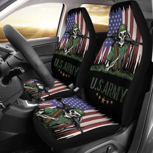 Set of 2 US Army Skulls car seat covers