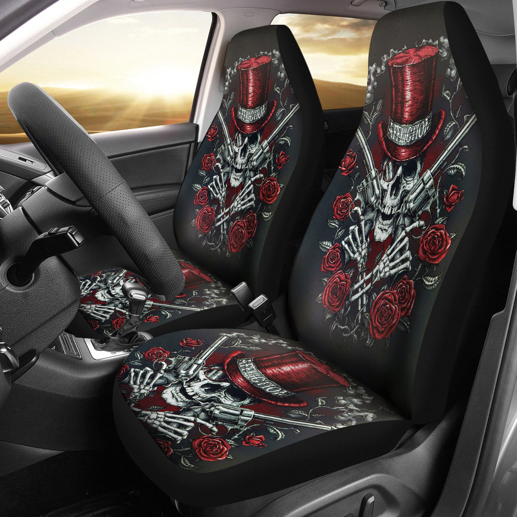 Set 2 pcs Gothic skull car seat covers