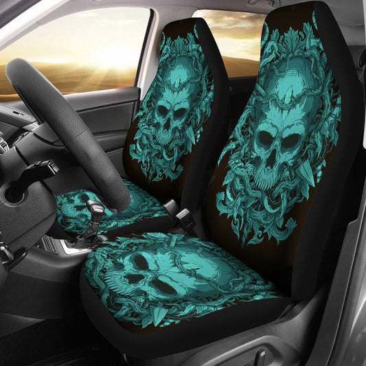 Set 2 pcs Gothic skull car seat covers