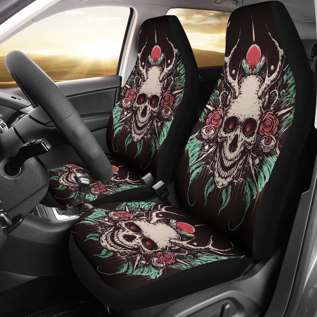 Set 2 pcs Gothic skull car seat covers