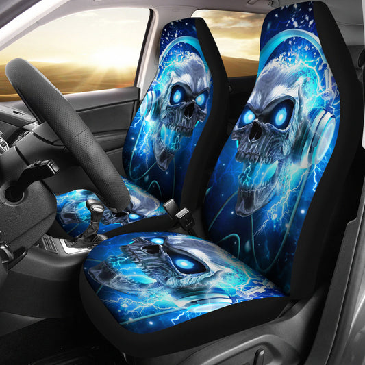 Set of 2 skull gothic skull car seat covers