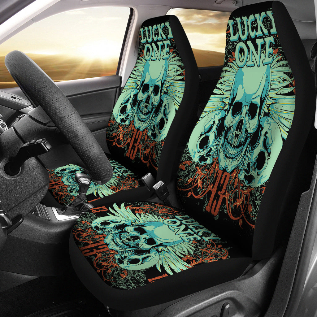 Set 2 pcs Lucky one skull seat cover sugar skulls