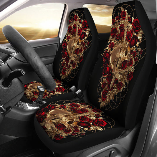Set of 2 sword skull car seat covers