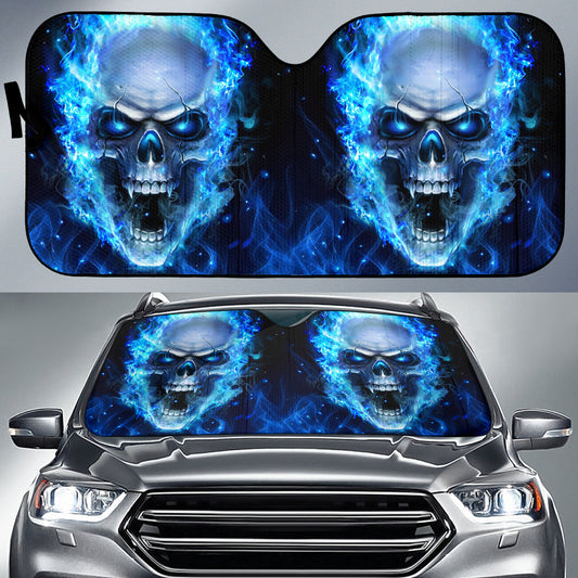 Blue skull auto sun shades.