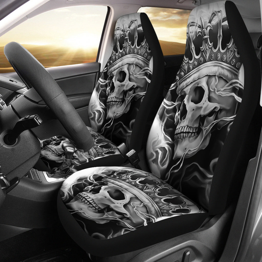 Set 2 skull king car seat covers