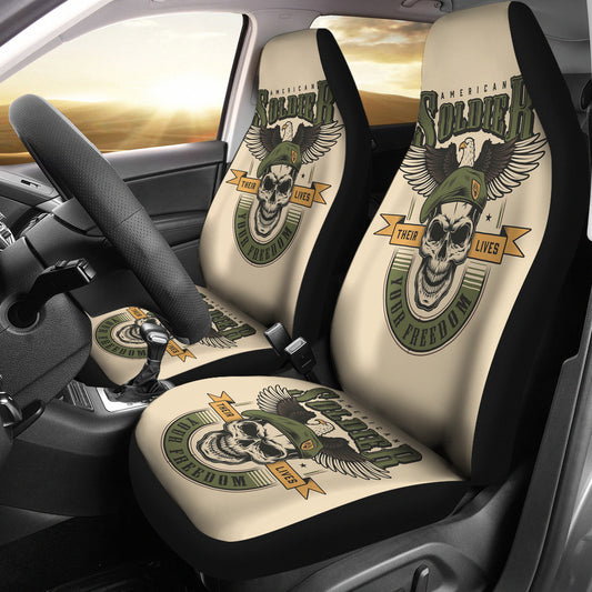 Set of 2 skull soldier car seat covers