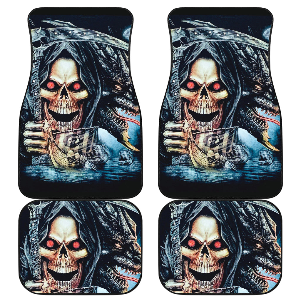 Set 4 pcs Grim reaper skull car mats