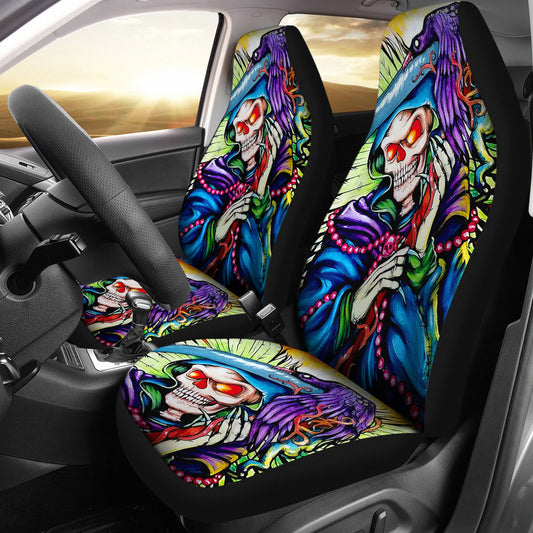 Set of 2 skull car seat covers