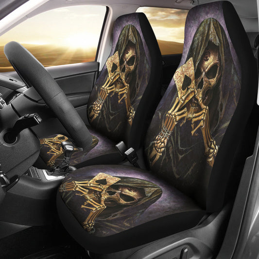 Set 2 pcs Gothic skull car seat covers