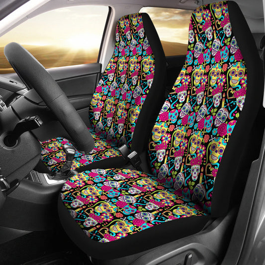 Set of 2 sugar skull seat covers