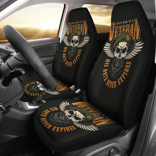 Set of 2 skull veteran car seat covers