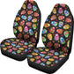 Set 2 pcs Floral sugar skull day of the dead skull car seat covers