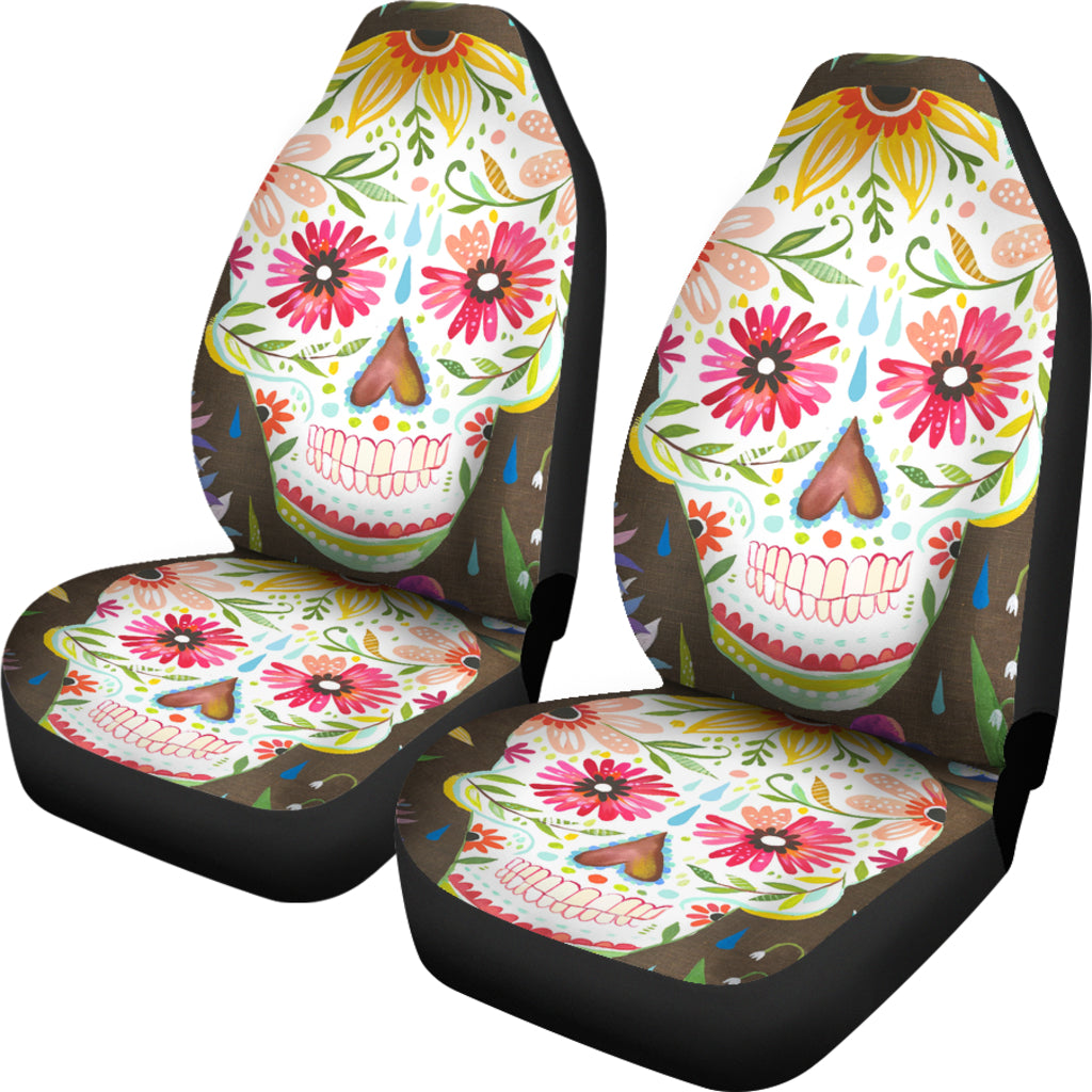 Set 2 sugar skull seat cover sugar skulls