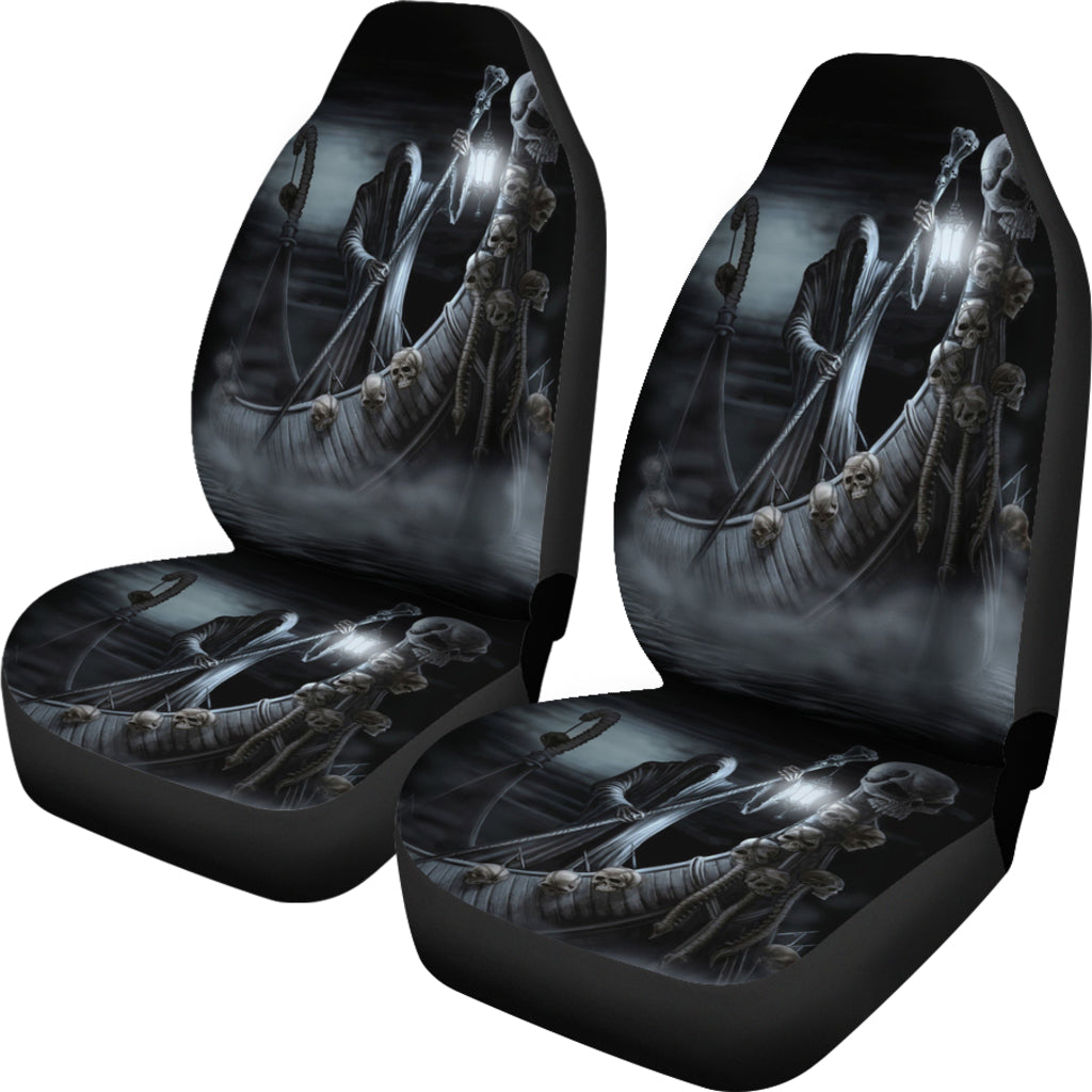 Set of 2 skull car seat covers