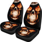 Set of 2 flaming fire skull car seat covers
