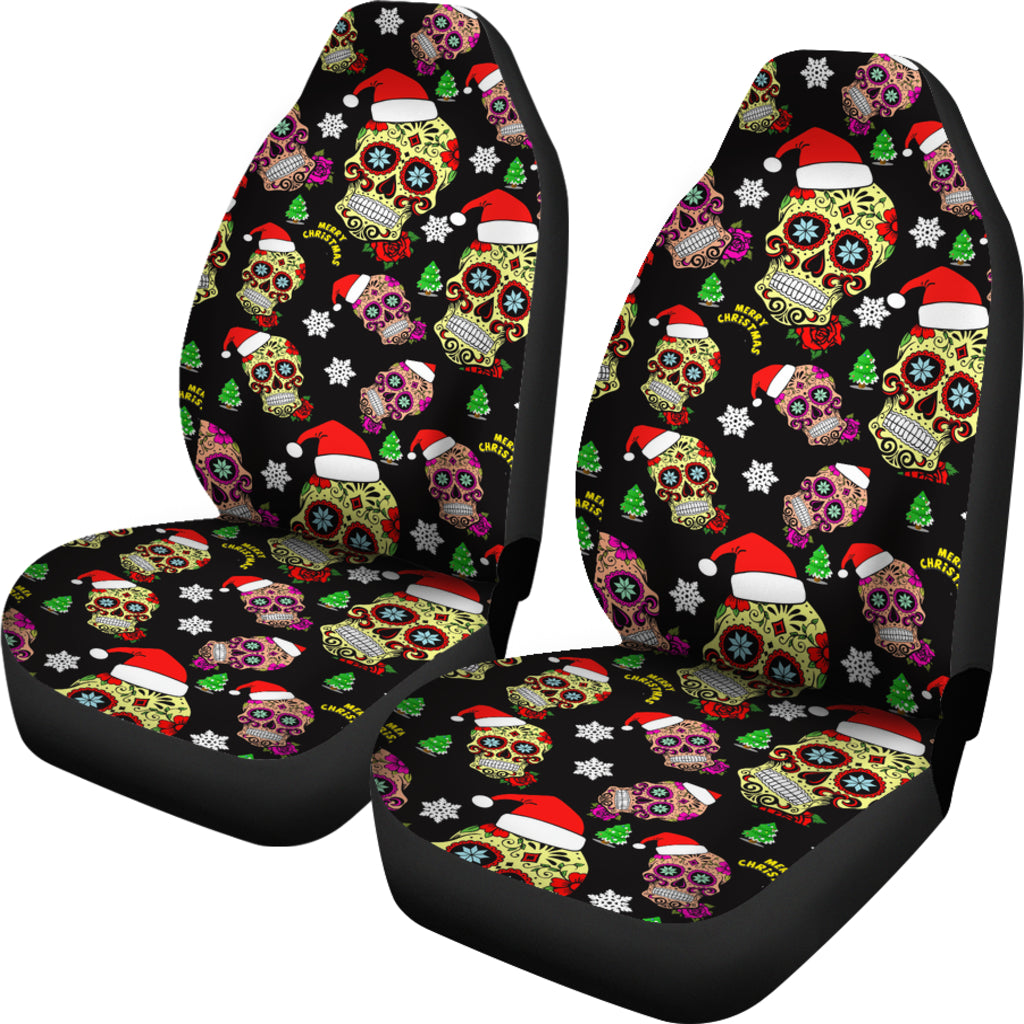 Set 2 pcs Mery Christmas sugar skull car seat covers