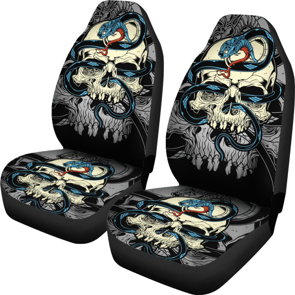 Set of 2 skull gothic car seat covers