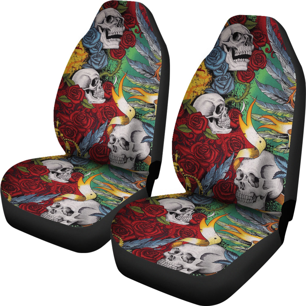 Set of 2 skull King Queen car seat covers